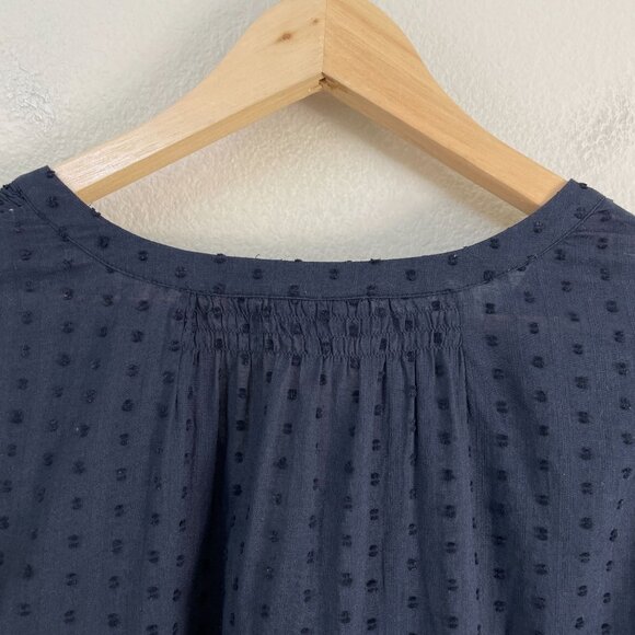 J Jill Womens XL Navy Embroidered Tunic Top Blouse Long Sleeve Floral Boho - Picture 12 of 12